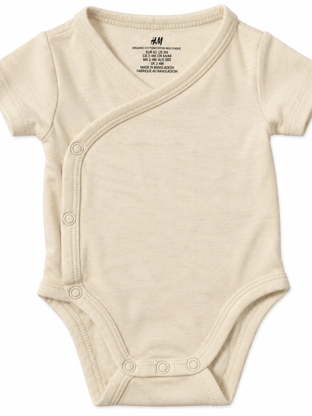 H&M Organic Wrap-Front Cream Baby One-Piece